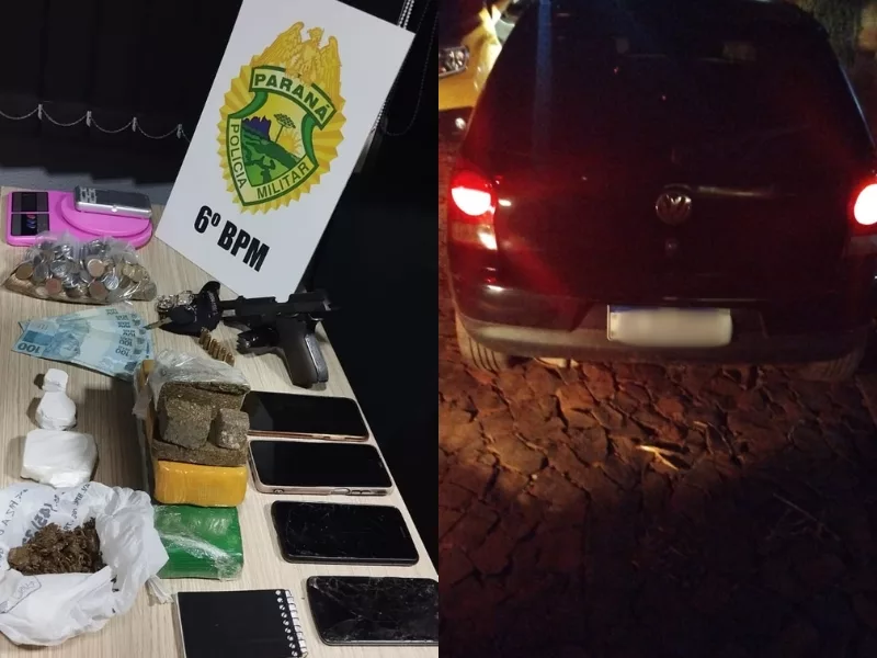 Duas pessoas são presas por tráfico de drogas, porte ilegal de arma de fogo e receptação em Três Barras do Paraná