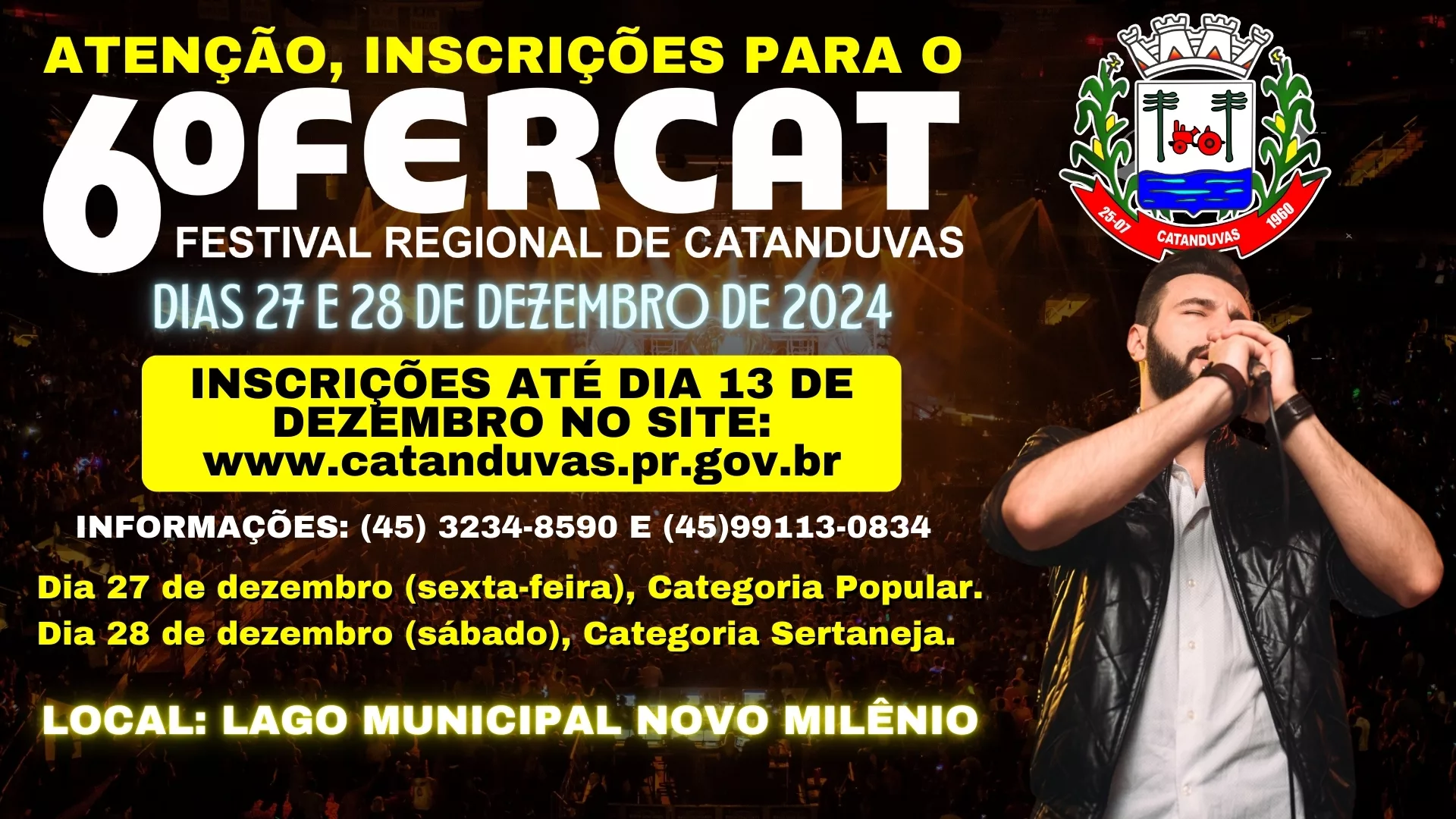 Inscrições abertas para o 6º Festival Regional de Catanduvas (FERCAT)